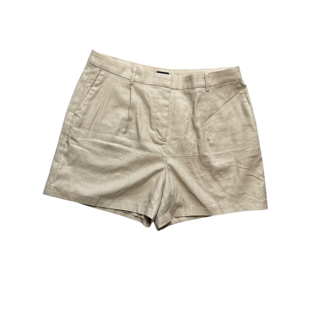 J.Crew Factory Linen-Blend Structured Short Women 14 Beige Neutral Coastal